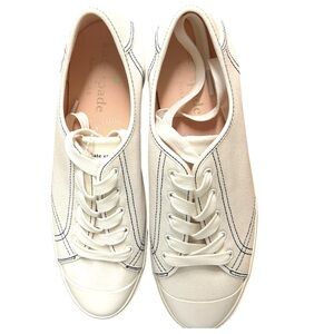 New women’s KATE SPADE TOMMI size 8.5B off white Canvas with embroidered logo